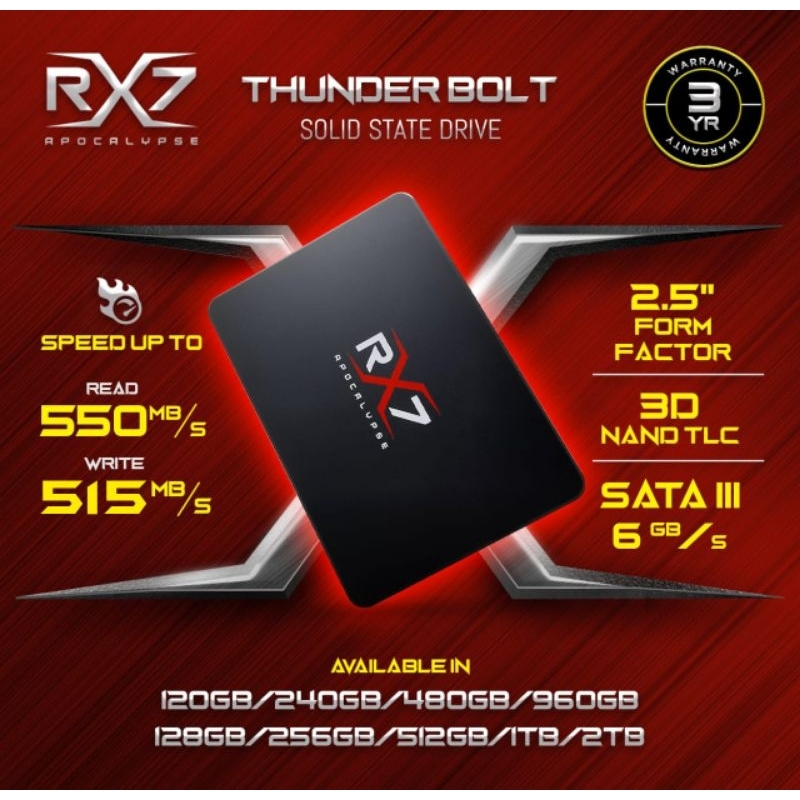SSD RX7 120GB GARANSI RESMI 3THN THUNDERBOLT