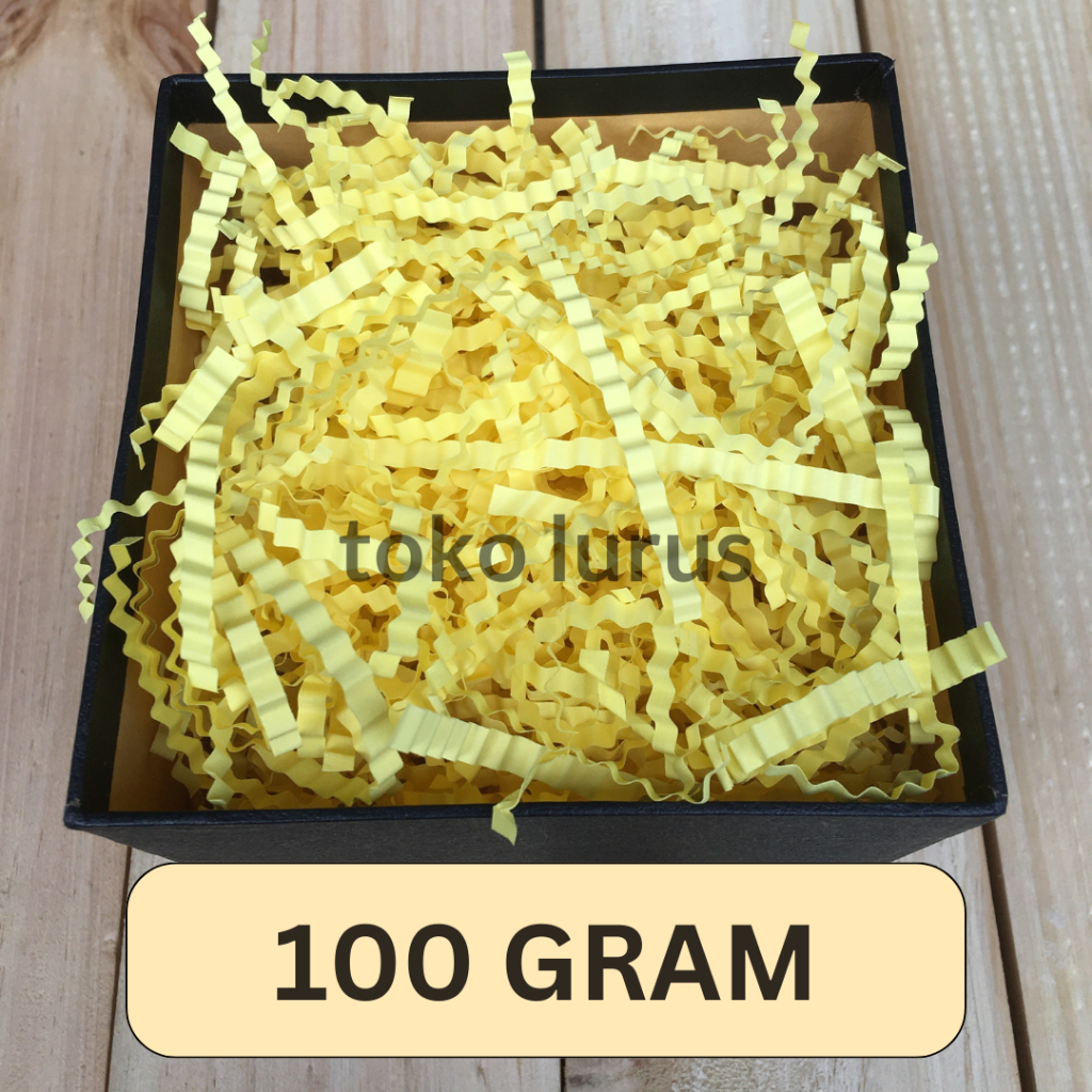 

Shredded Paper Keriting Kuning 100 Gram cocok untuk Hampers Kado Parcel