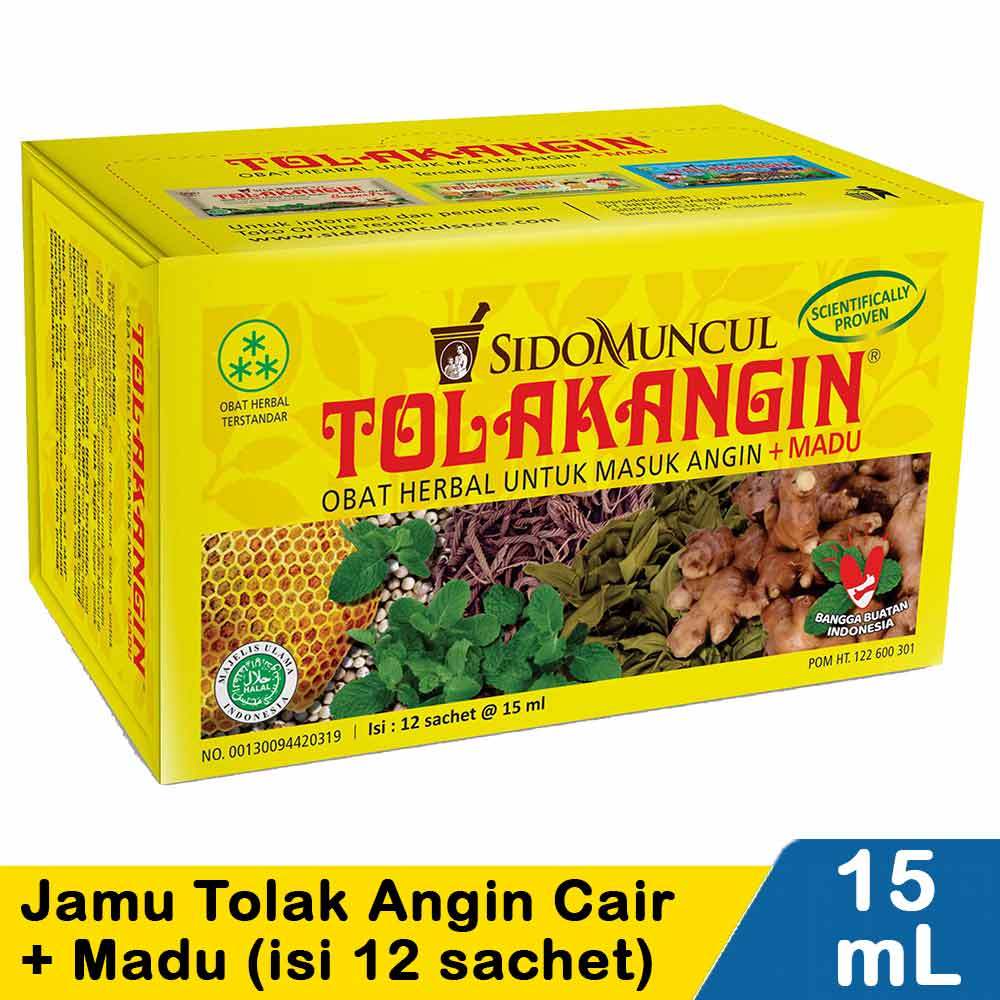 SIDOMUNCUL TOLAK ANGIN CAIR BOX ISI 12 SACHET 15ml DEWASA PLUS MADU OBAT HERBAL UNTUK MASUK ANGIN SU