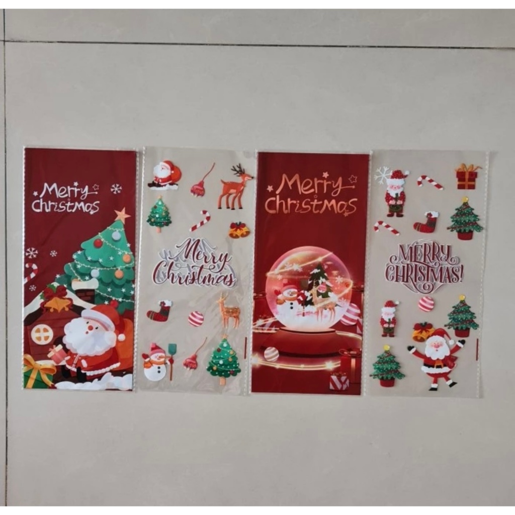 

Plastik Natal Kantong goodie Xmas(13x27.5cm) isi10 lbr. free kawat.Mix