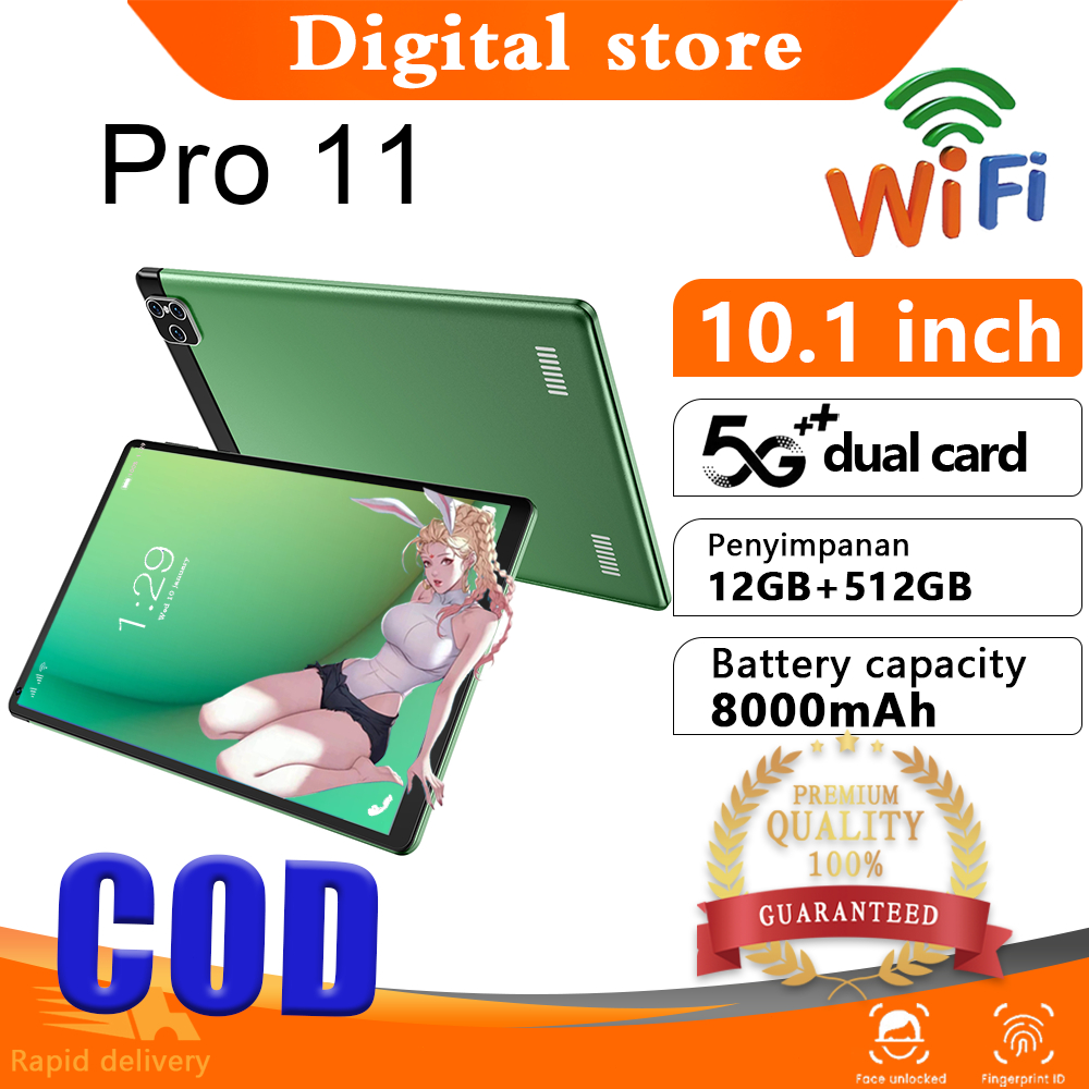 2023 Tablet Murah 5G Baru Pro11 Tab 10.1inch RAM 12GB+512GB ROM Tablet baru SIM WiFi COD Murah Big S