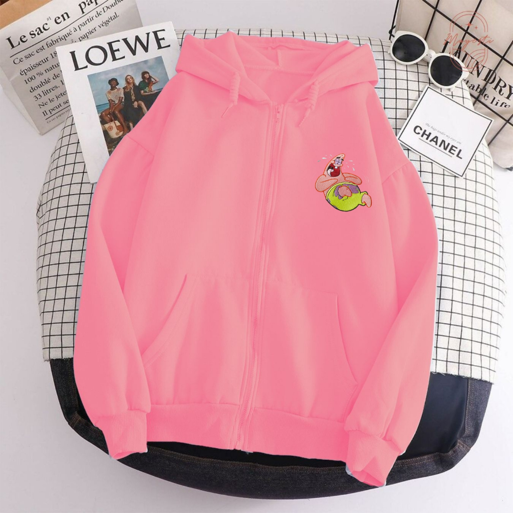 Jaket Zipper Resleting L Xl Xxl Hoodie Wanita Patrick Lucu Cute Couple Bestie Cewek Murah Hoodie Bah