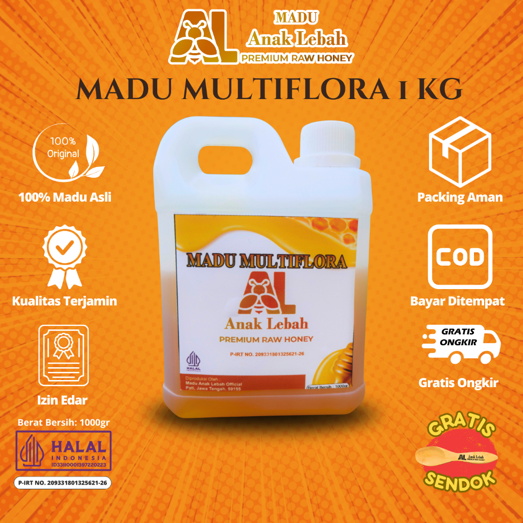 

Madu Multiflora 1Kg Grade A Pure Raw Honey Murni Asli - Madu Anak Lebah
