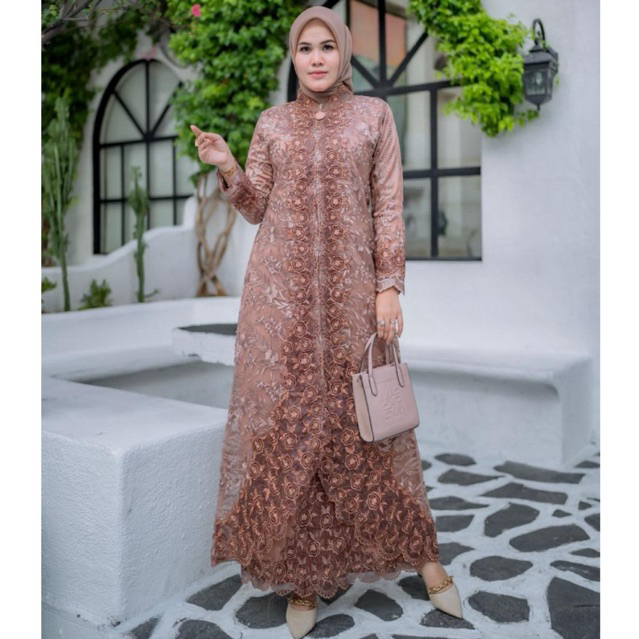 Gamis Tile Thalia Bordir|Gamis Jumbo LD125| Gamis Pesta Mewah |Gamis Kondangan Modern|Gamis Bordir M