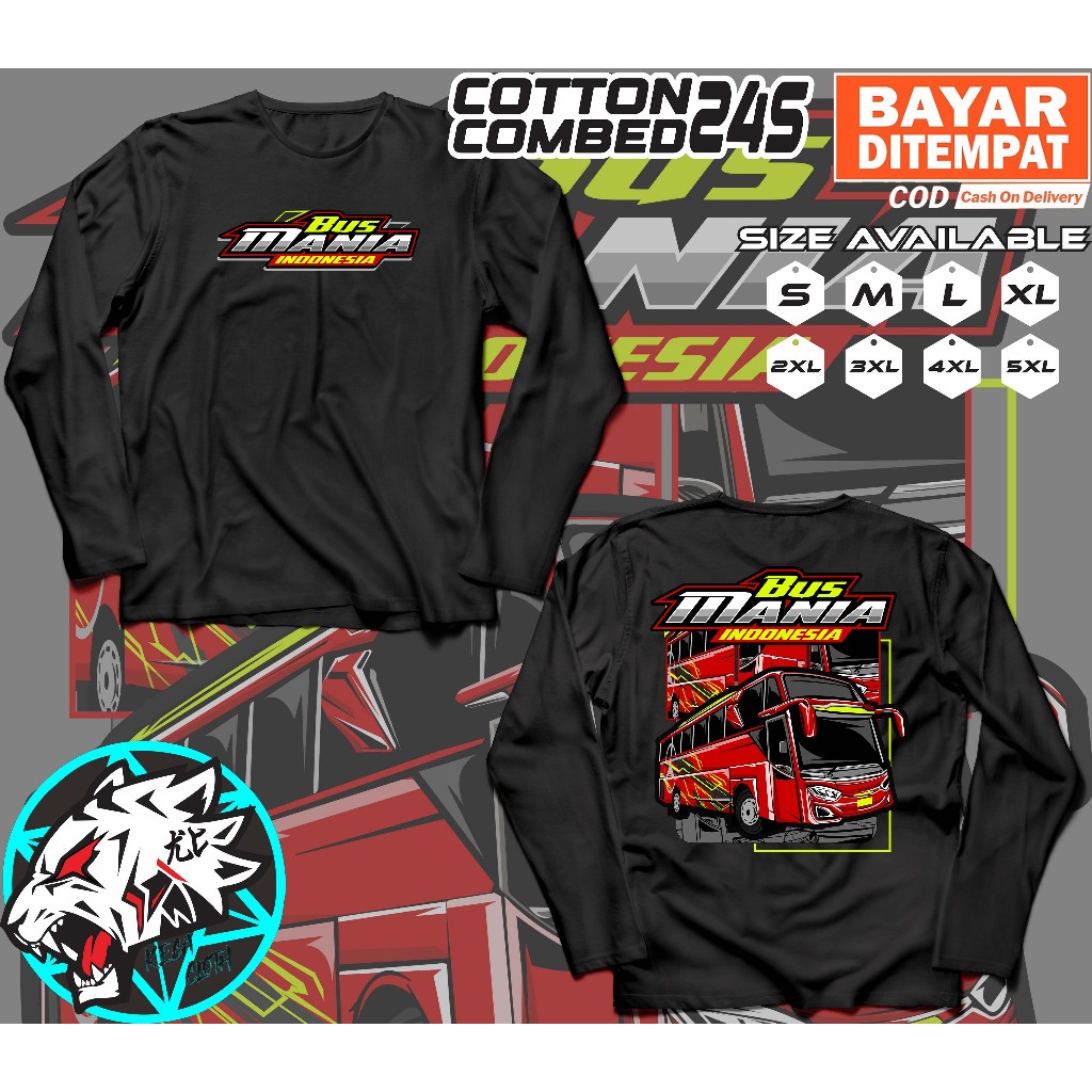 Kaos Lengan Panjang Bus Mania Indonesia Big Size Jumbo Baju Driver Bus