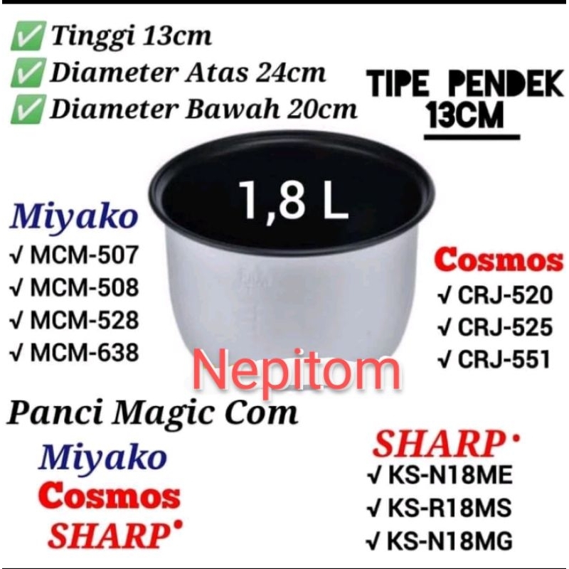 Panci 1,8 Liter Magic com Miyako Original