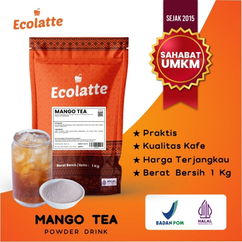 

ECOLATTE MANGO TEA 1 KG Powder Drink Bubuk Minuman Enak Rasa Teh Mangga