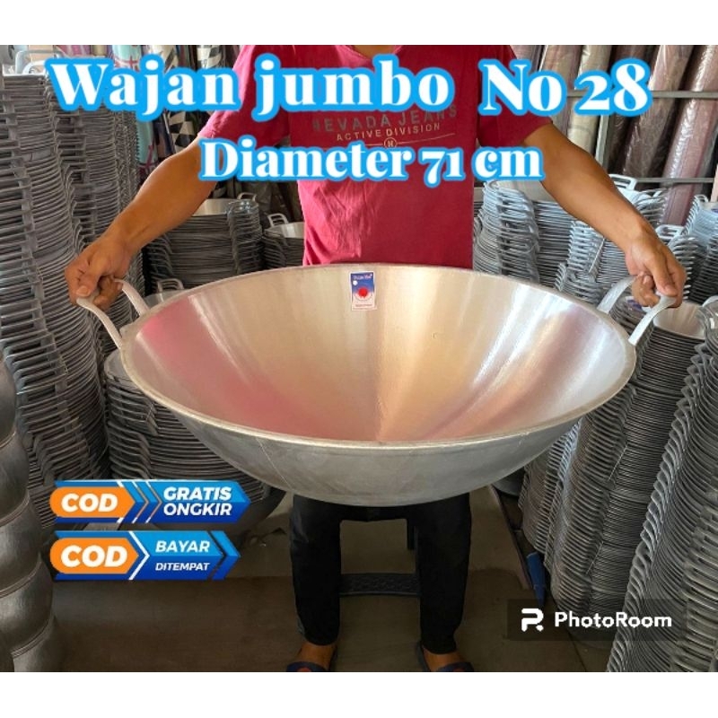 wajan jumbo no 28 diameter 71 cm kuali katel kancah besar alumunium penggorengan wok pan besar