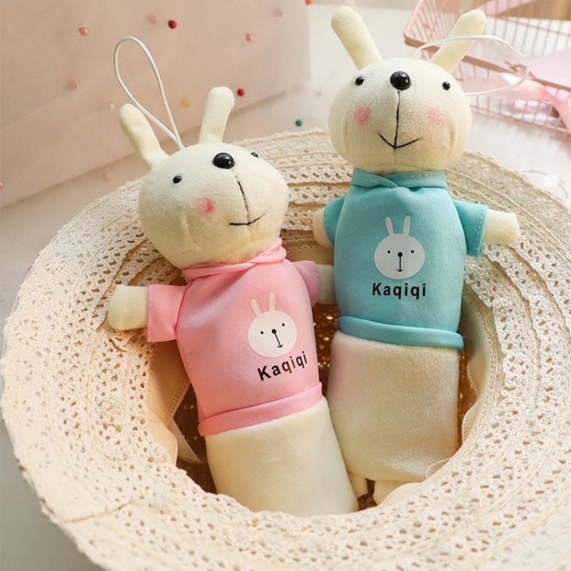 Bunny Kotak Pensil / Pencil Case / Tempat Pensil Boneka Pulpen Pen Pena Kelinci Pink / Biru Anak Rem
