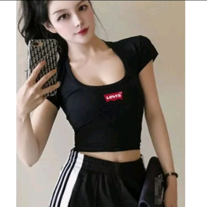 Kaos Crop Top Wanita Crop Tee I CROP TOP ONECK jersey | BAJU KAOS TUMBLR CROP TEE TSHIRT KAOS KOREA 