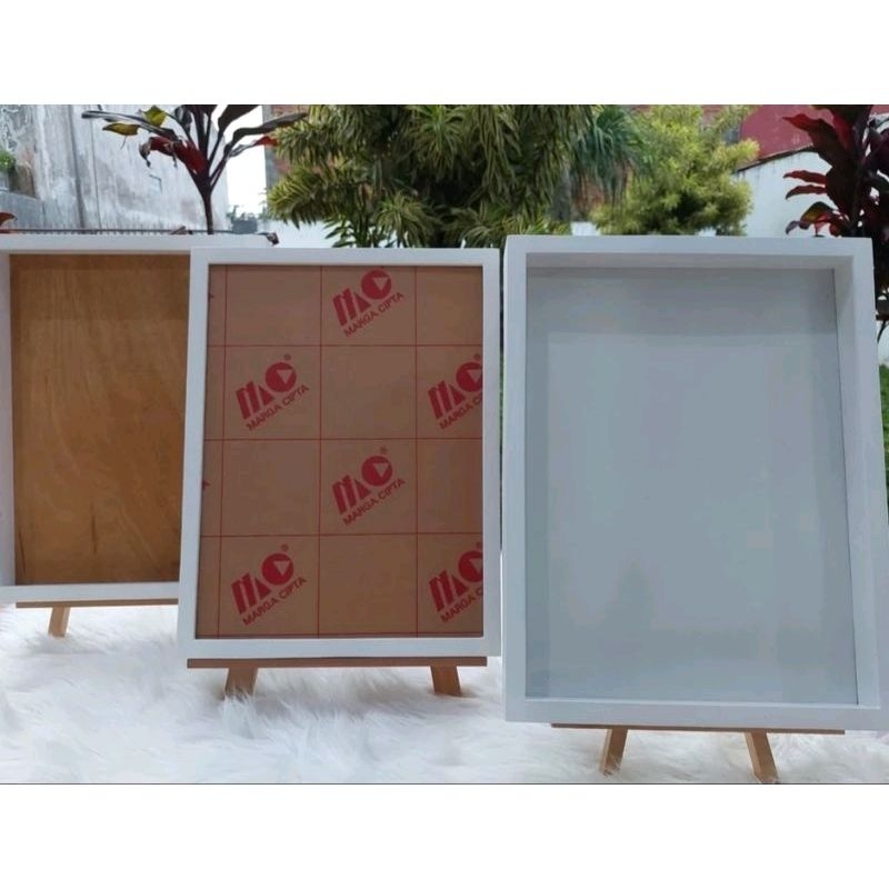 Pigura Mahar kayu putih polos 30x40 / frame pigura akrilik / pigura kayu 3D akrilik / mahar pernikah
