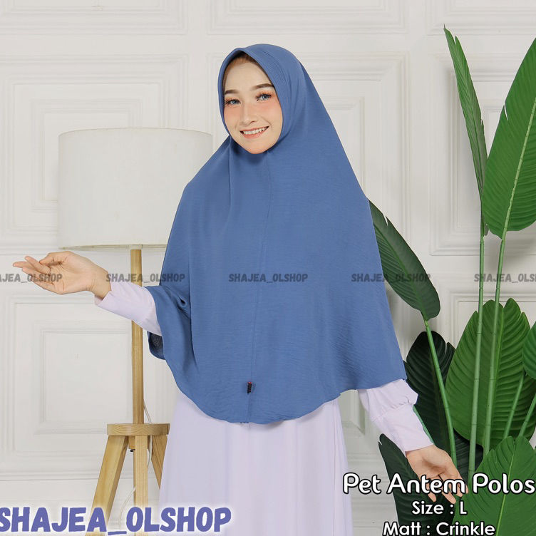 Ready Stock PET ANTEM NON TALI CRINKLE | BERGO OVAL CRINKLE SIZE L | JILBAB INSTAN