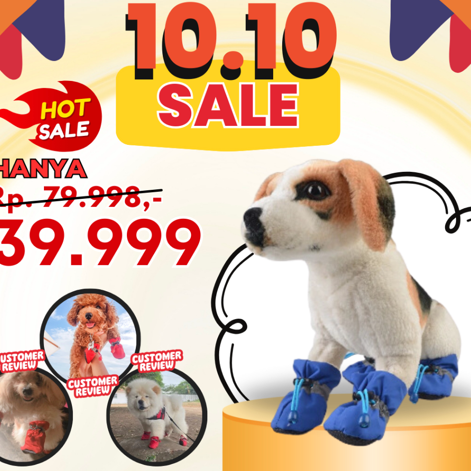 Ready Stock Sepatu Anjing Kucing " WATERPROOF BOOTS" Dog Cat Shoes
