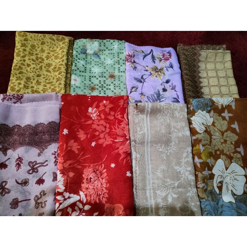 defect minor jilbab segi empat motif || no merk