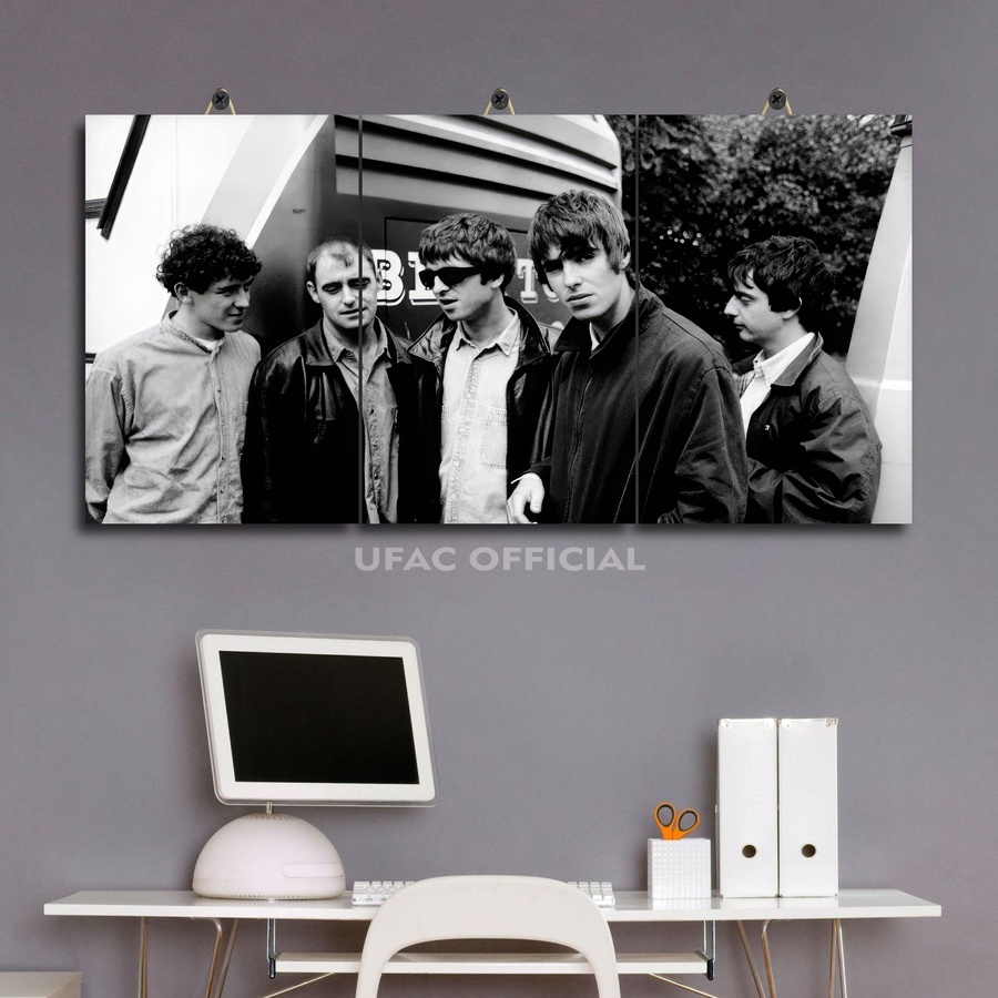 Poster Kayu Custom Gambar Foto Band Oasis 60X30 Multipanel / Dekorasi Kamar Cowok Vokalis Band Oasis