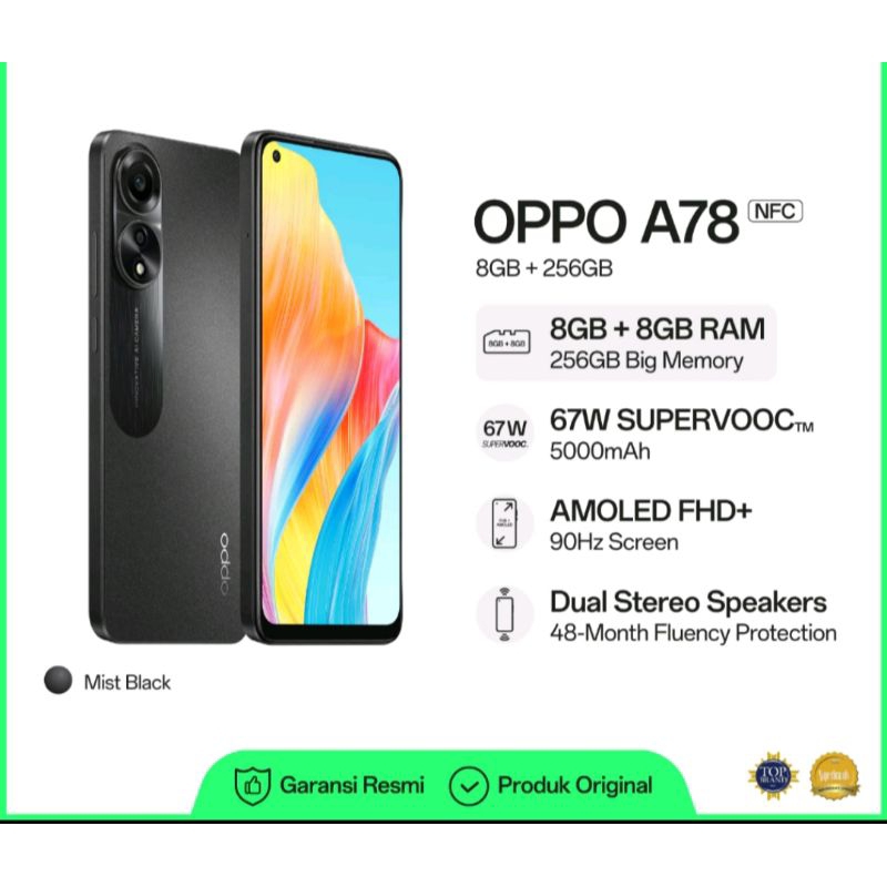 Oppo A78 4G ram 8+8/256gb
