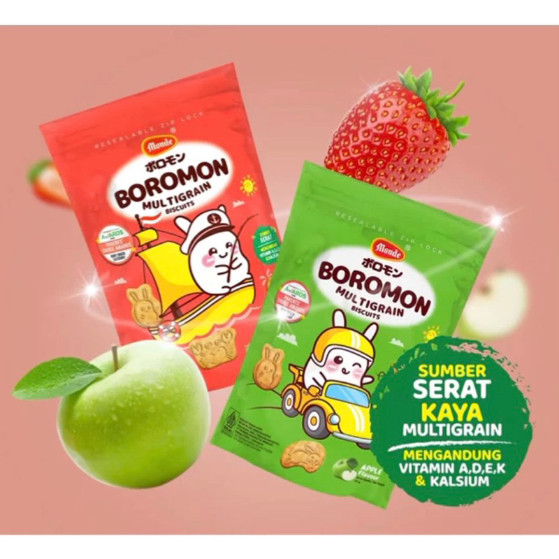 

Monde Boromon Multigrain Biscuit Apple Strawberry 50gr Snack Anak