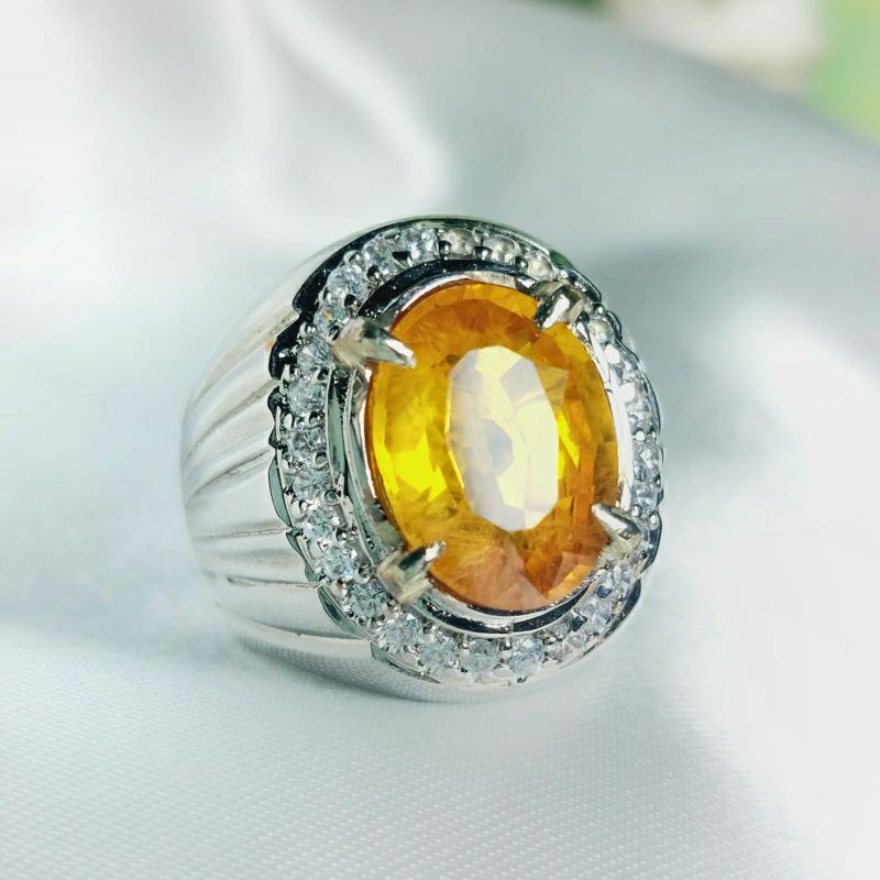 Cincin Batu Permata Yellow Safir Afrika High Quality