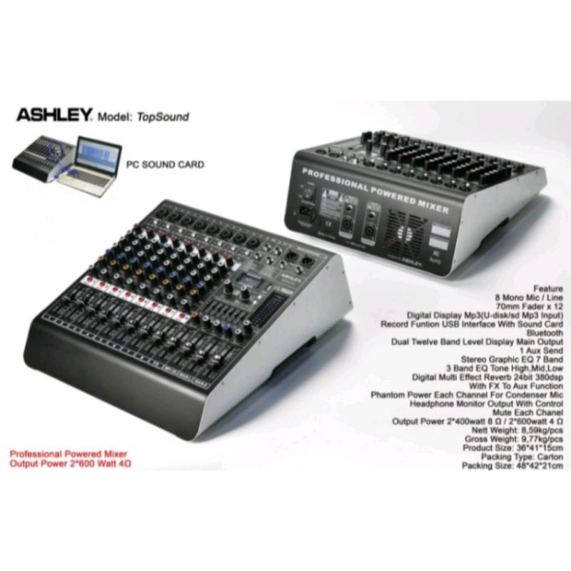 Power Mixer Ashley TOP SOUND 8 Channel ORIGINAL