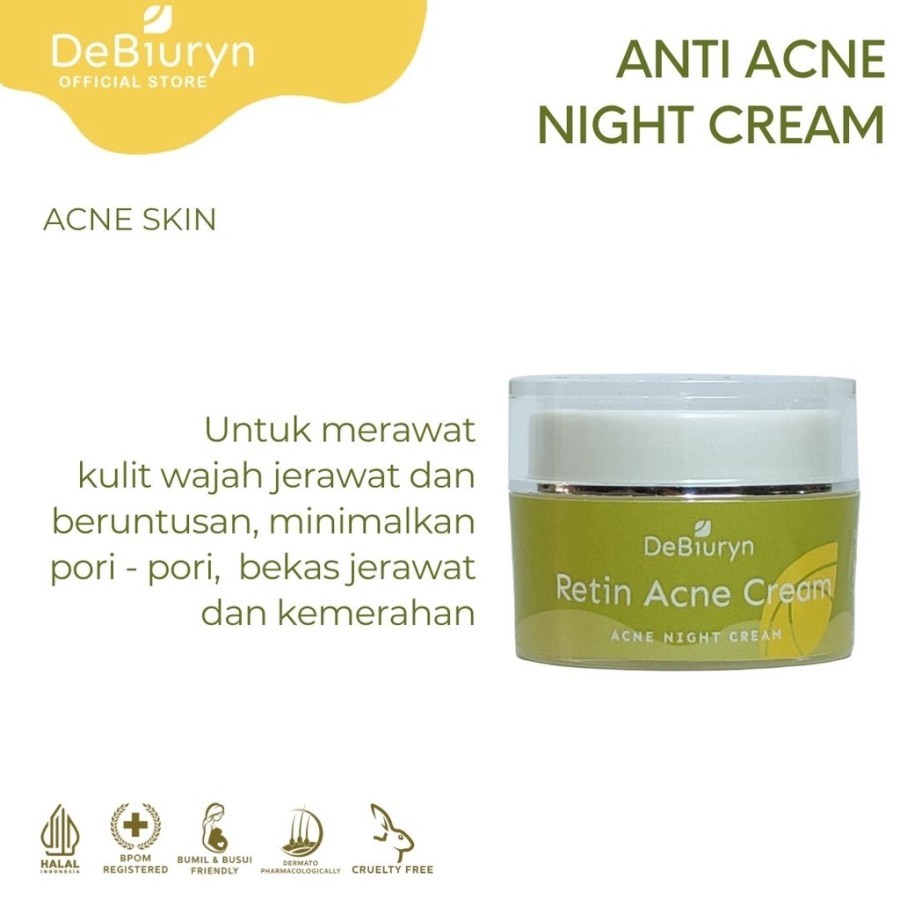 DeBiuryn Retin Acne Spot Cream - Night Krim Anti Jerawat - 10gr