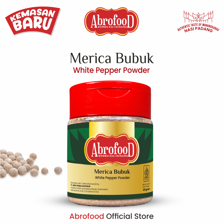 

Merica Putih Bubuk Abrofood Botol 35g - Pcs