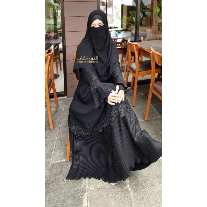 READY STOCK Abaya Syarqiya Hitam furshan abaya hitam temboro Gamis  temboro cantik