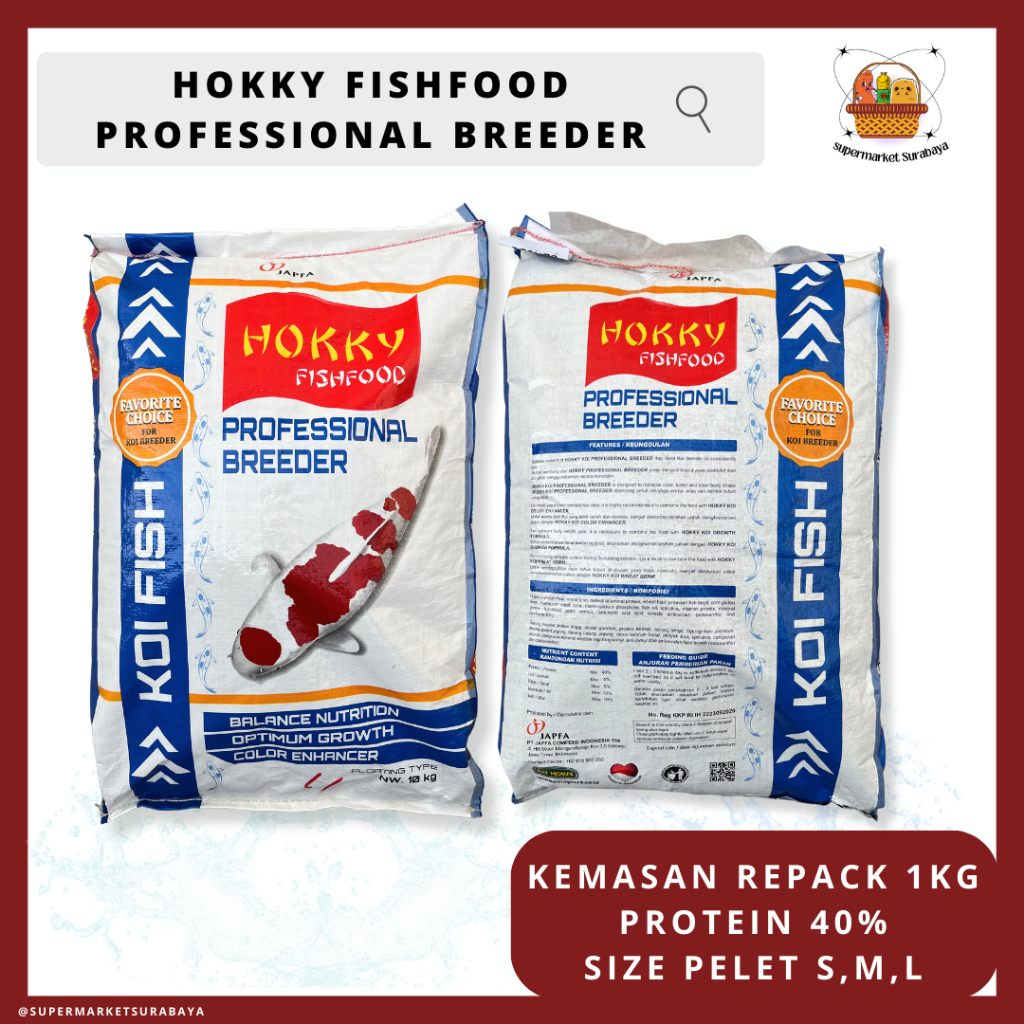 REPACK 1KG HOKKY PROFESSIONAL BREEDER JAPFA PELET IKAN HIAS AQUARIUM PAKAN KOI PETFOOD FISHFOOD
