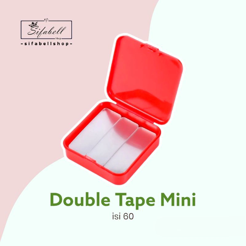 

Double Tape Mini isi 60 Lakban Mini Bening Dua Sisi Isolasi Selotip Box Merah