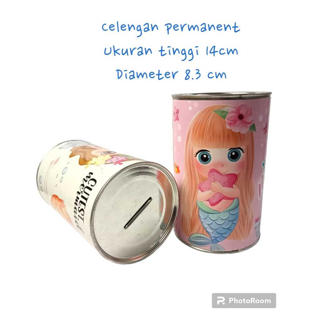 CELENGAN LIMITED EDITION CELENGAN KARAKTER / SOUVENIR CELENGAN KALENG UKURAN SMALL KARAKTER MERMAID CUTE BUKA TUTUP