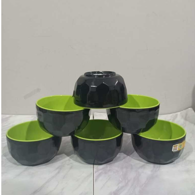 Mangkok Kura - kura ((6 Pcs)) W04A1 Hijau Hitam Mangkok dua Warna Mangkok 4,2 Inch Melamin Golden Dr