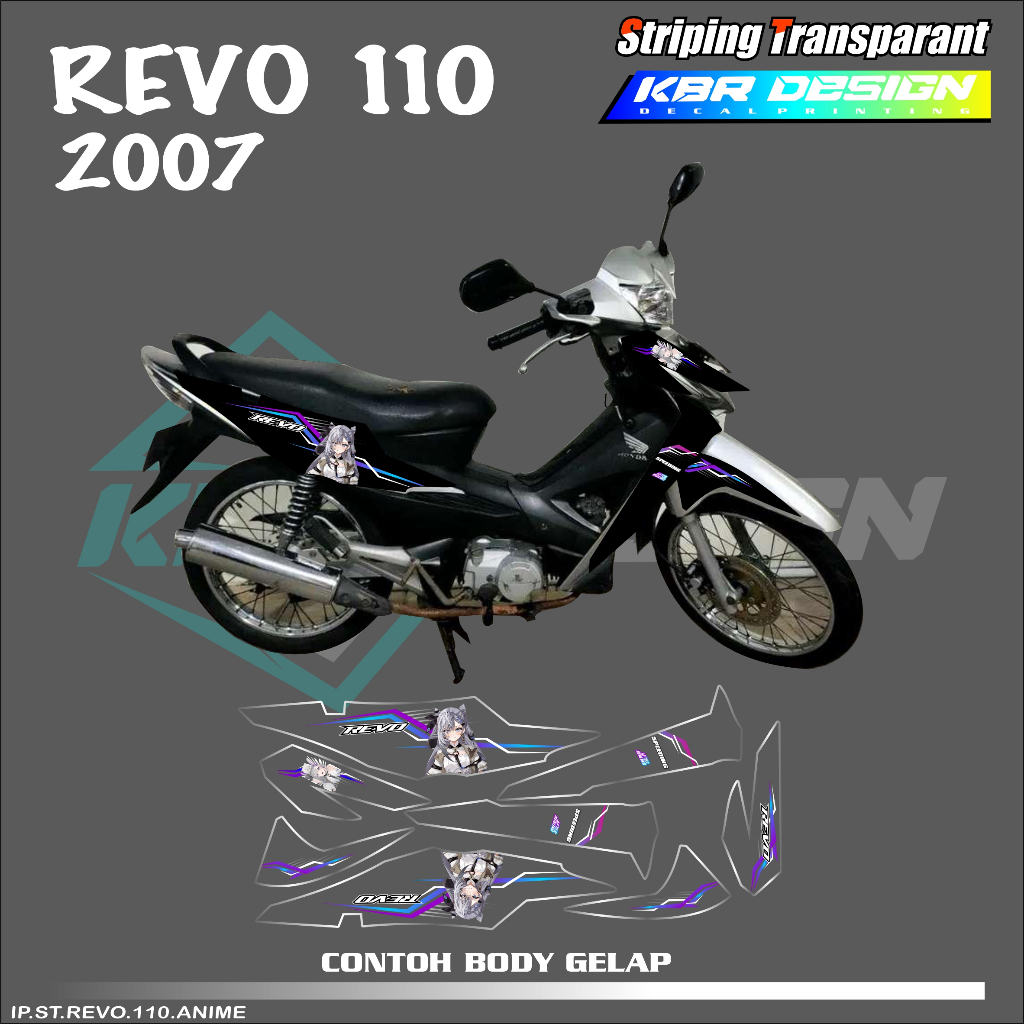 REVO 110 (COD) STIKER STRIPING MOTOR HONDA REVO 110 - STIKER LIST GRAFIK SIMPLE WARNA VARIASI DESAIN