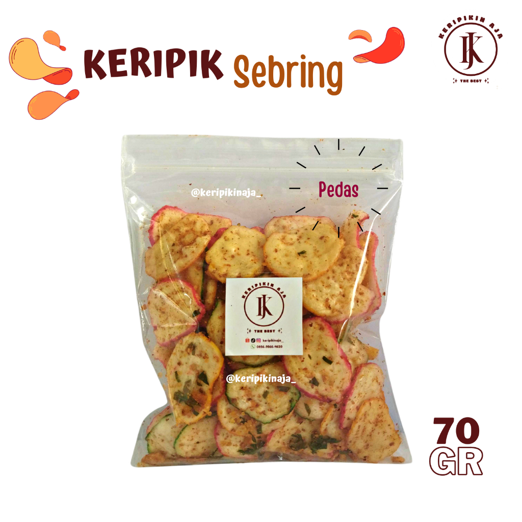 

Kerupuk Seblak keripik seblak PEDAS dan ORIGINAL sebring daun jeruk SEBRING BANTET isi 70gr