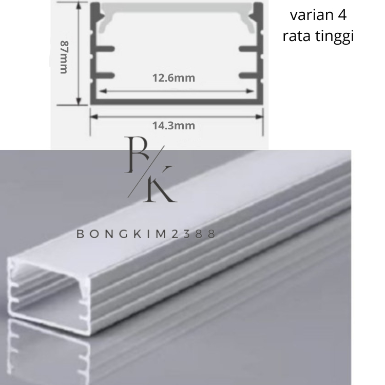Housing LED Strip Aluminium tipe U Chanel / Rata tinggi