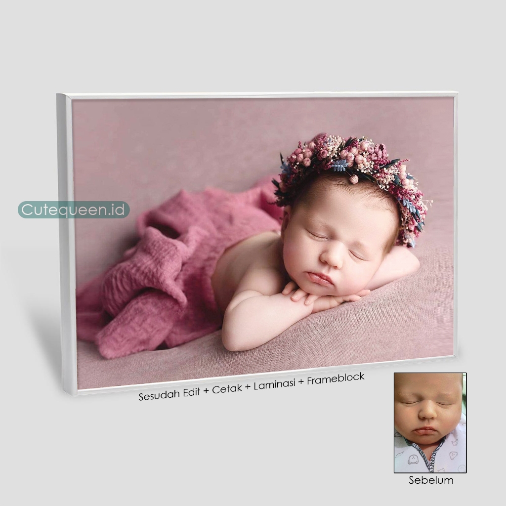 Edit Foto Bayi Newborn + Cetak Foto 10R / 16R Frame Block Kualitas Terbaik