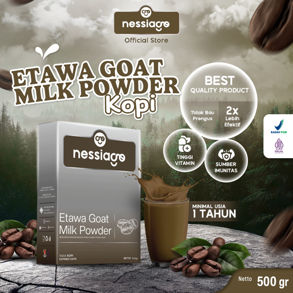 

Nessiago Susu Kambing Etawa Bubuk 500g Rasa Kopi | Ettawa Goat Milk Powder Drink Coffee COD Natural Asli Herbal Pemulihan Pengobatan Sesak Nafas Paru Paru Asam Urat Saraf Kejepit Alergi Rematik Perkokoh Tulang Gigi Lansia Orang tua BalitaTerjangkau tunai