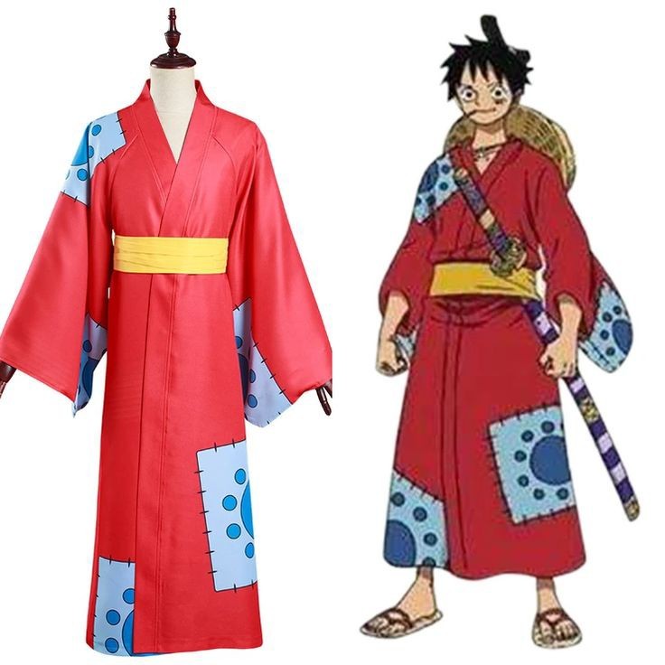 KOSTUM ONE PIECE MONKEY D LUFFY Cosplay Costume Hat D Luffy Kimono Haloween
