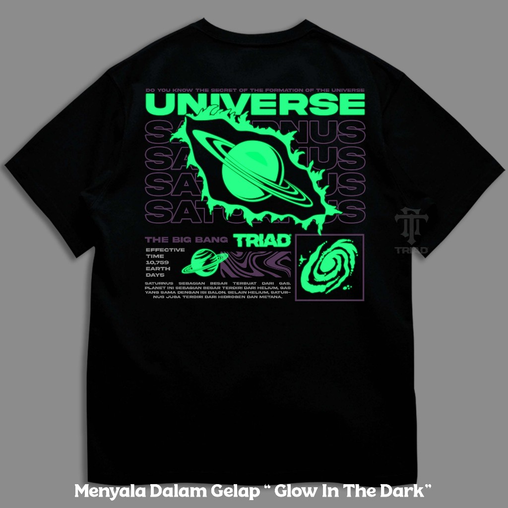 TRIAD KAOS GLOW IN THE DARK - Universe - Kaos Nyala Dalam Gelap Baju Cotton Combed 30s A4244