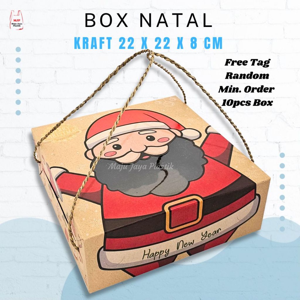 

(Min 10pcs) Box Natal 20x20x7.5 cm 22x22x8 cm Kraft Tebal Min10pcs / Dus natal kraft / Dos natal kraft/ Box Natal / Box Lebaran / koatak makan 20x20x7cm/ kotak makan 22x22x8/ box natal 22x22x8 kraft mika/ christmas box/ box toples/ dus natal 26x26