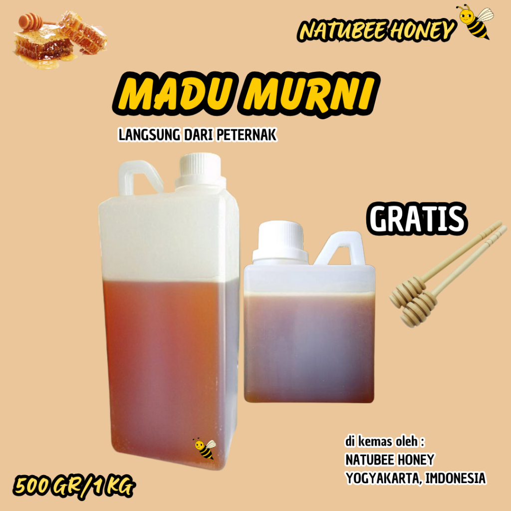 

Natubee Honey Madu Murni kemasan 500 gr /1000 gr Herbal Premium tanpa campuran