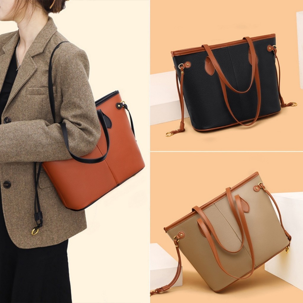 TAS TOTE WANITA SIMPLE ELEGANT KAPSITAS BESAR | TAS KULIT IMPORT BAHAN LEMBUT TAS IBU-IBU MUDA