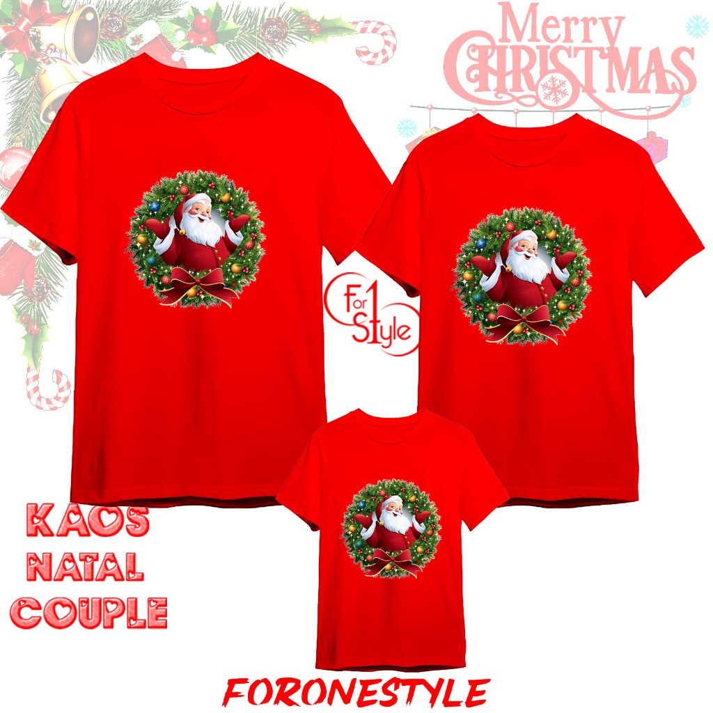 KAOS SANTA NATAL MERRY CHRISTMAS 2023 2024 TYPE 11 - NATAL COUPLE FAM - Baju natal couple family - K