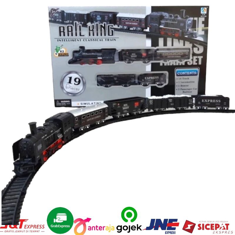 mainan kereta api rail king 19pcs mainan kereta api besar