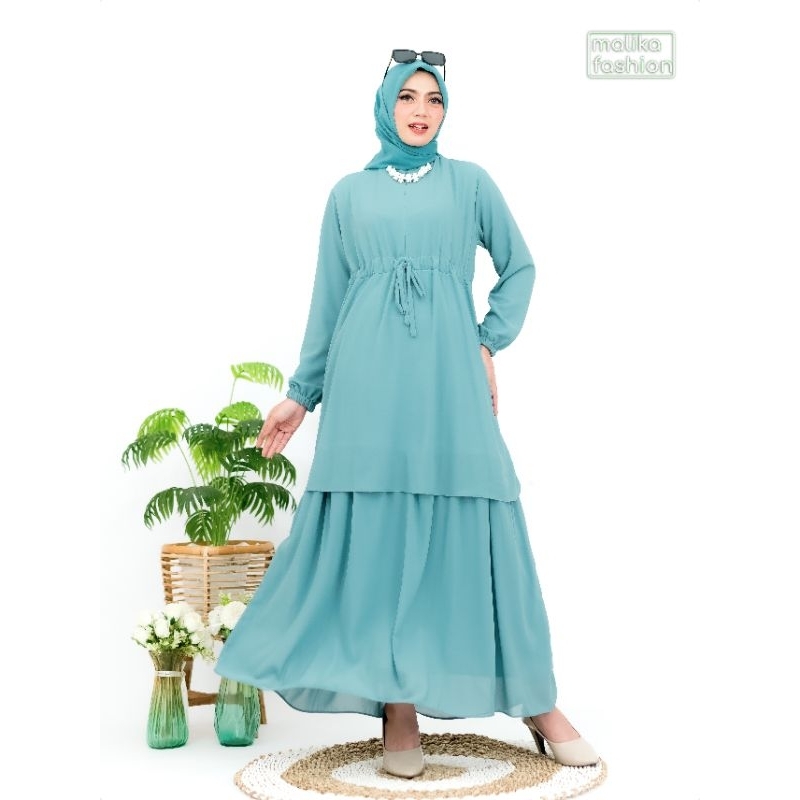 Gamis Abaya Polos Ukuran Jumbo Model Tunik  Baju Kurung Melayu Serut Dress Muslimah Terbaru