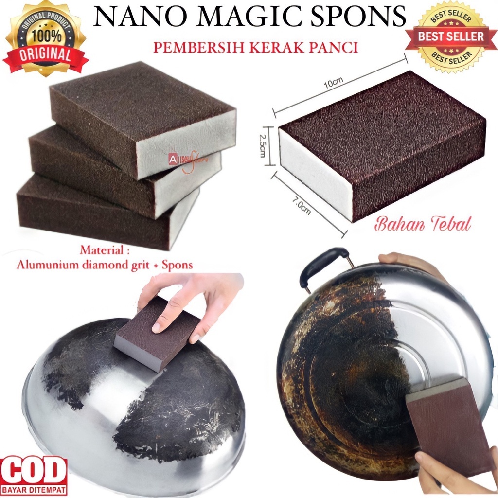( BISA COD ) PROMO SPONS PEMBERSIH KERAK PANCI / NANO MAGIC SPONS / PEMBERSIH KERAK PANCI / SPONS AJ