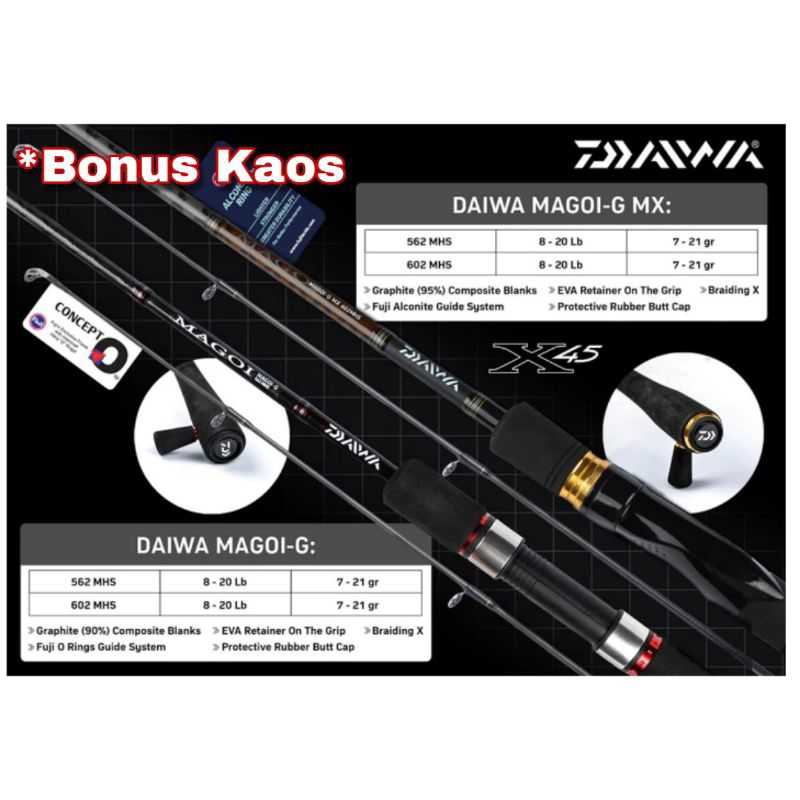 Joran Daiwa Magoi G MX 165 180 cm Fuji Free Stoper Carbon Rod Pancing 562 602 MHS MS Original