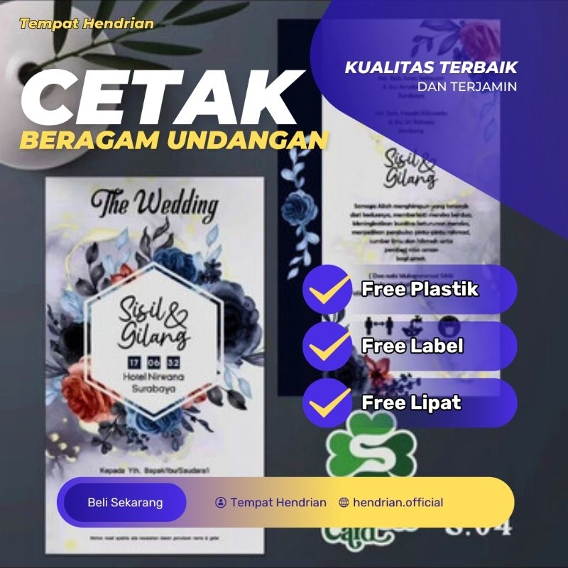 

Cetak undangan pernikahan plus gratis plastik dan lipat