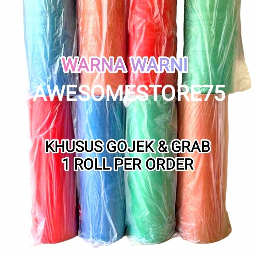 

50 METER x LEBAR 125 cm BUBBLE WRAP WARNA WARNI per Roll 125 cm x 50 meter Paking Packing Plastik Pembungkus Terbaik Termurah Grosir Hitam Merah Biru Hijau Orange