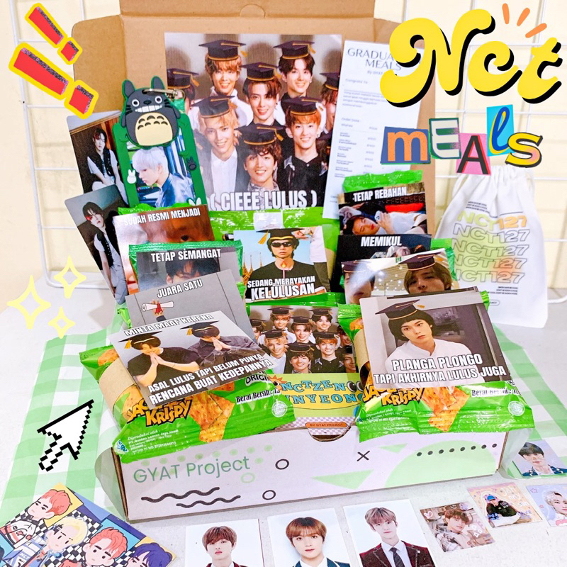 

NCT MEALS Snack Box Tema Kpop NCTzen - Hampers Snack 7 Warna NCT Fan Kit by GYAT Project Hampers Jajan Gift Box Jajan Kado Cowok Cewek Kado Pacar Hadiah Unik Kado Ultah Kado Wisuda Kado Anniversary Hampers Murah Kado Sahabat Graduation Gift Birthday Lucu