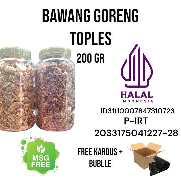 

Bawang Goreng asli Brebes&sumenep 200gr toples Gurih