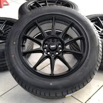 Velg mobil celong Ring 17 HSR Shinjuku lebar 7.5-9 plus ban 225 55 R17 Accelera Phi baut pcd 5x100 d